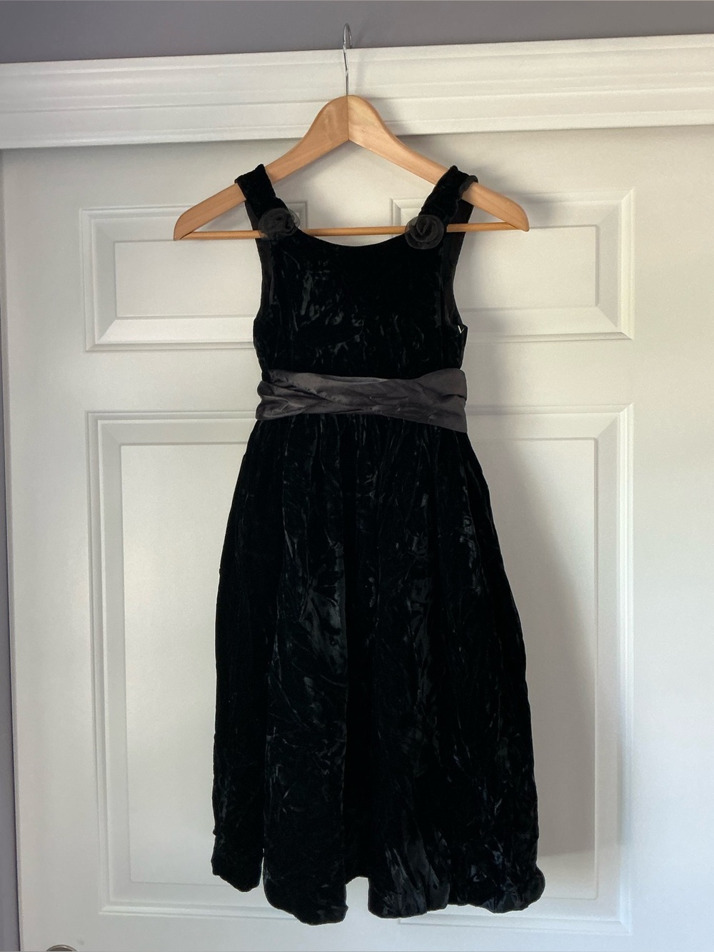 Vintage Luli & Me Black Velvet Rosette Holiday Party Dress 6X girls